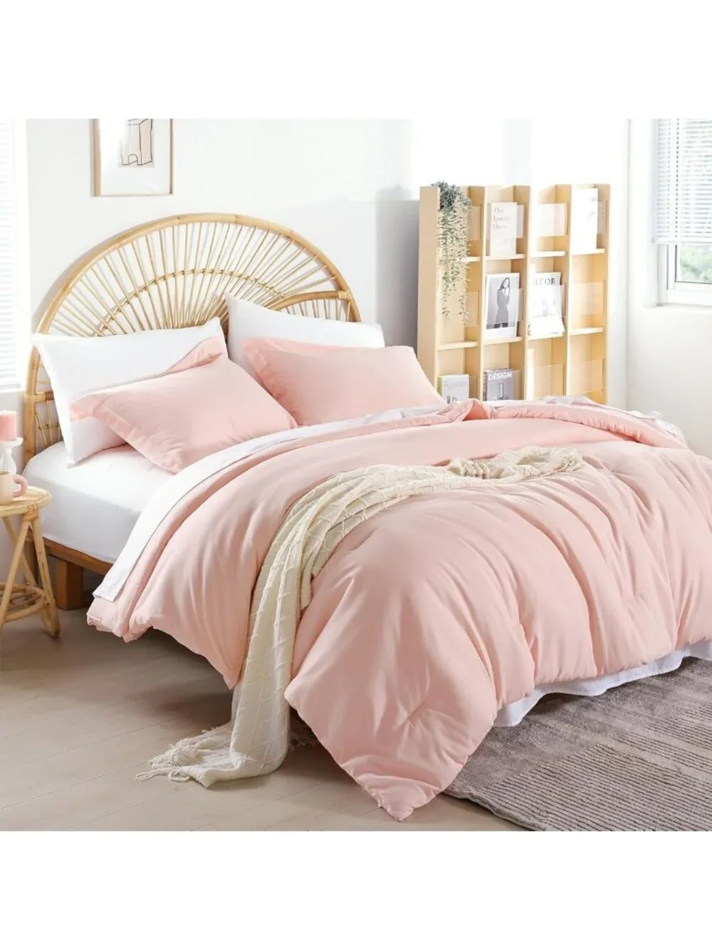 Blush Pink 7-Piece Queen Comforter Set | All-Season Bedding with Sheets & Shams